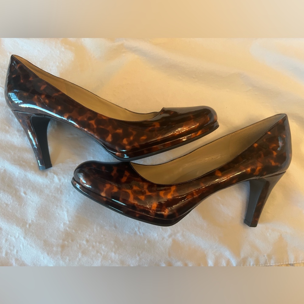 Naturalizer N5 Comfort Pump - Patent Leather Leopard Print - Worn Once